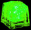 green glowing ice cubes